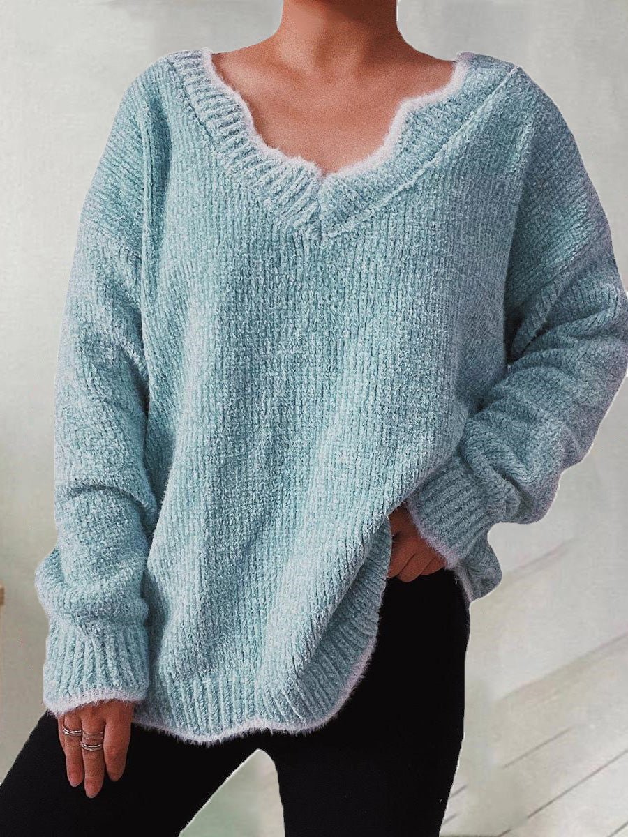 Women's Sweaters Solid Wavy Neck Long Sleeve Sweater - Sweaters - Instastyled | Online Fashion Free Shipping Clothing, Dresses, Tops, Shoes - 31/08/2022 - 40-50 - cardigans-sweaters