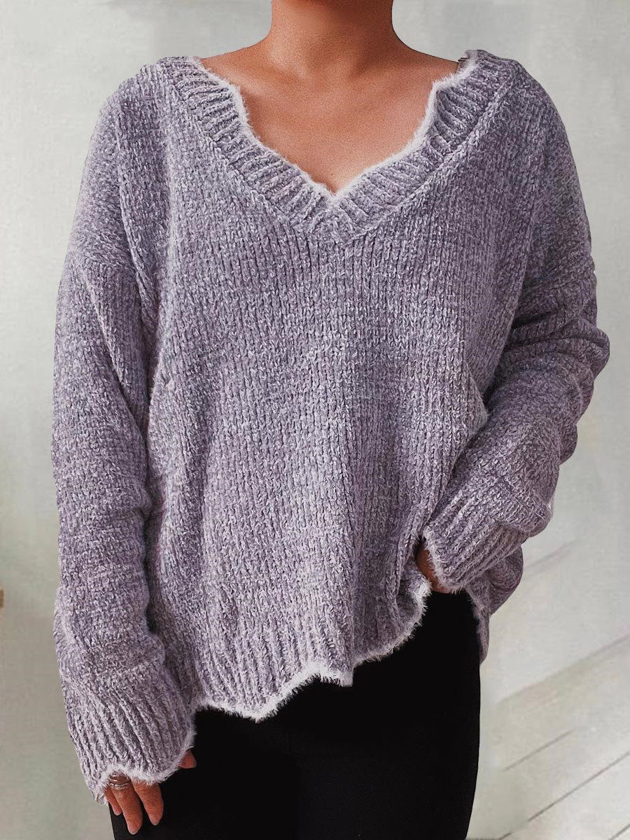 Women's Sweaters Solid Wavy Neck Long Sleeve Sweater - Sweaters - Instastyled | Online Fashion Free Shipping Clothing, Dresses, Tops, Shoes - 31/08/2022 - 40-50 - cardigans-sweaters