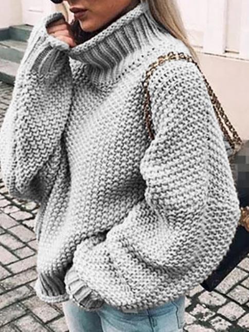 Women's Sweaters Thick Thread High Neck Bat Sleeve Knit Sweater - Cardigans & Sweaters - INS | Online Fashion Free Shipping Clothing, Dresses, Tops, Shoes - 20-30 - 30/08/2021 - Cardigans & Sweaters