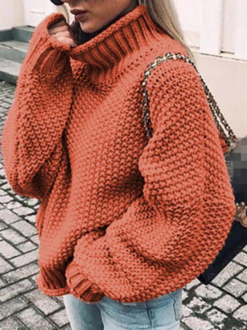 Women's Sweaters Thick Thread High Neck Bat Sleeve Knit Sweater - Cardigans & Sweaters - INS | Online Fashion Free Shipping Clothing, Dresses, Tops, Shoes - 20-30 - 30/08/2021 - Cardigans & Sweaters