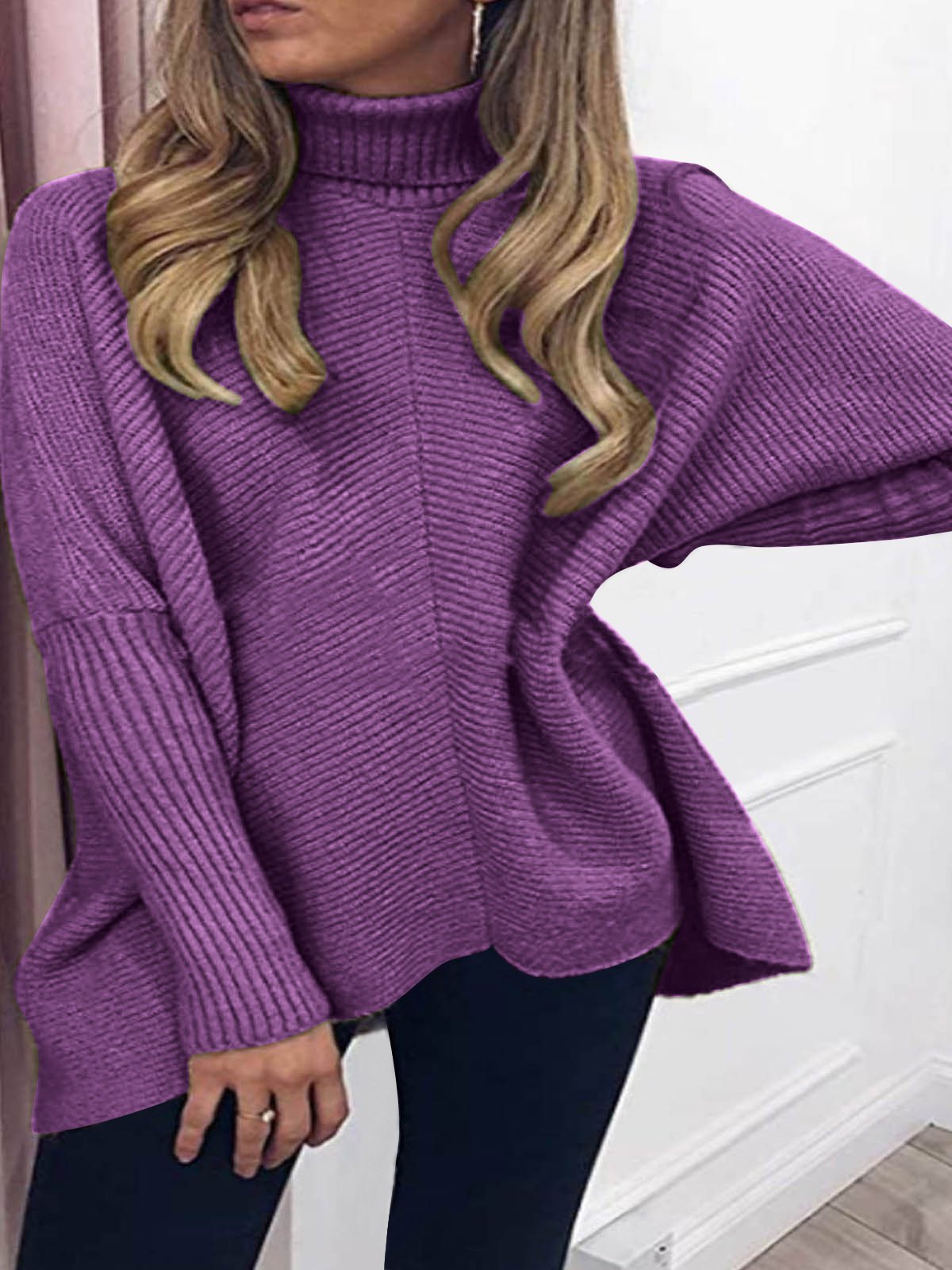 Women's Sweaters Turtleneck Bat Long Sleeve Pullover Sweater - Cardigans & Sweaters - INS | Online Fashion Free Shipping Clothing, Dresses, Tops, Shoes - 24/11/2021 - Cardigans & Sweaters - color-fruit_green