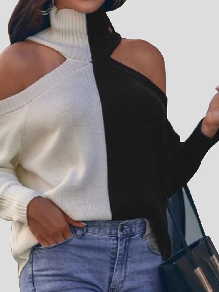 Women's Sweaters Turtleneck Off-Shoulder Pullover Long Sleeve Sweater - Cardigans & Sweaters - Instastyled | Online Fashion Free Shipping Clothing, Dresses, Tops, Shoes - 14/12/2021 - 40-50 - Cardigans & Sweaters