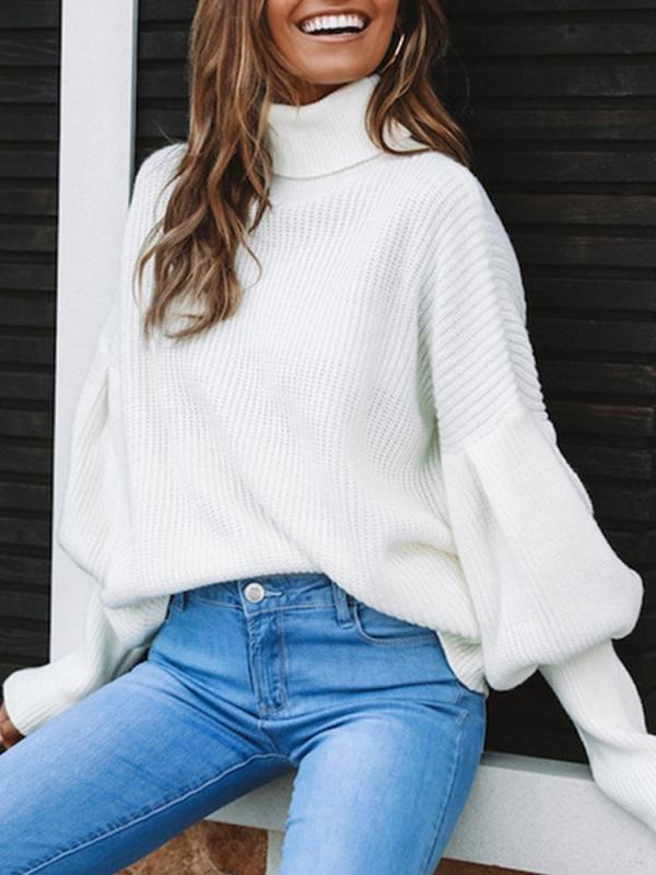 Women's Sweaters Turtleneck Solid Long Sleeve Knitted Sweater - Cardigans & Sweaters - INS | Online Fashion Free Shipping Clothing, Dresses, Tops, Shoes - 03/11/2021 - 30-40 - Cardigans & Sweaters