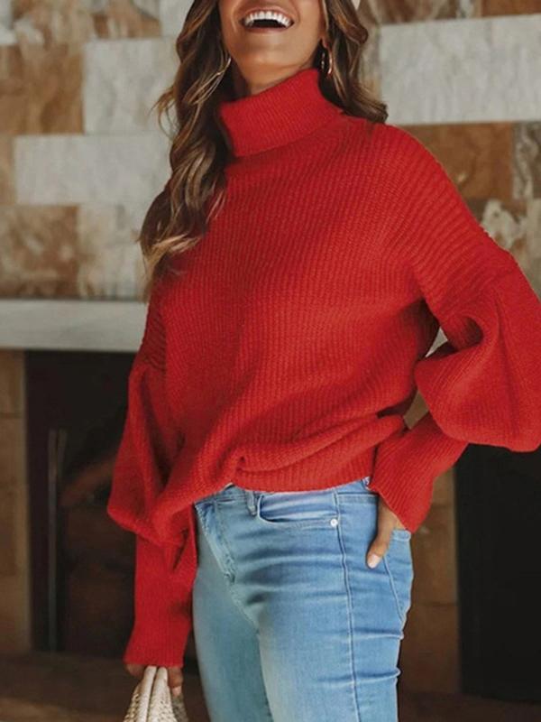 Women's Sweaters Turtleneck Solid Long Sleeve Knitted Sweater - Cardigans & Sweaters - INS | Online Fashion Free Shipping Clothing, Dresses, Tops, Shoes - 03/11/2021 - 30-40 - Cardigans & Sweaters