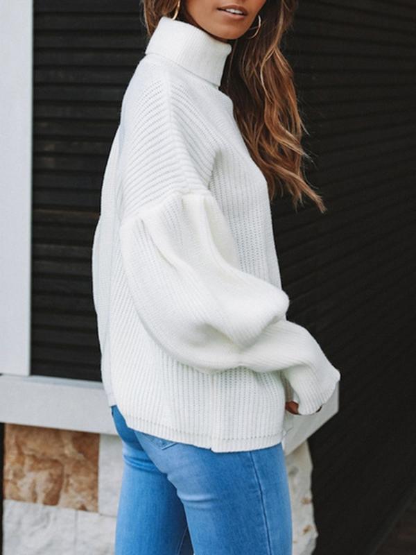 Women's Sweaters Turtleneck Solid Long Sleeve Knitted Sweater - Cardigans & Sweaters - INS | Online Fashion Free Shipping Clothing, Dresses, Tops, Shoes - 03/11/2021 - 30-40 - Cardigans & Sweaters