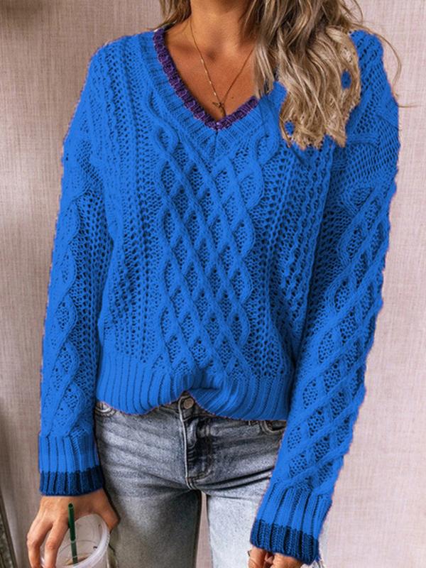 Women's Sweaters Twisted V-Neck Knitted Long Sleeve Sweater - Cardigans & Sweaters - INS | Online Fashion Free Shipping Clothing, Dresses, Tops, Shoes - 08/10/2021 - 30-40 - Cardigans & Sweaters