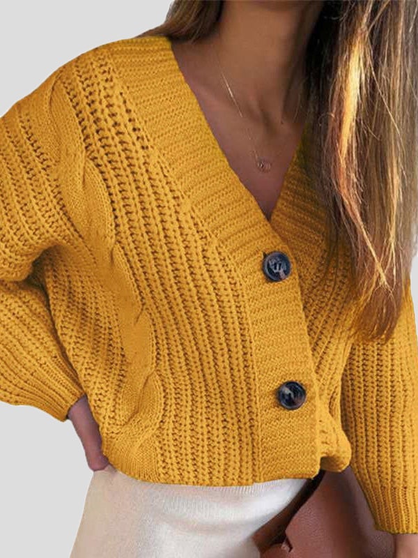 Women's Sweaters V-Neck Button Twist Long Sleeve Cardigan Sweater - Cardigans & Sweaters - Instastyled | Online Fashion Free Shipping Clothing, Dresses, Tops, Shoes - 29/12/2021 - 30-40 - Cardigans & Sweaters