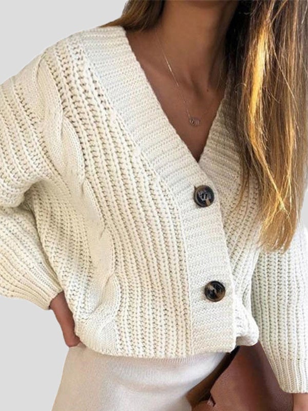 Women's Sweaters V-Neck Button Twist Long Sleeve Cardigan Sweater - Cardigans & Sweaters - Instastyled | Online Fashion Free Shipping Clothing, Dresses, Tops, Shoes - 29/12/2021 - 30-40 - Cardigans & Sweaters