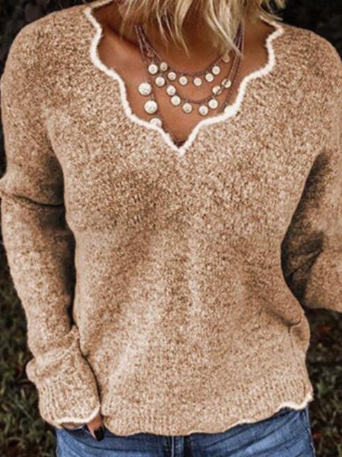 Women's Sweaters V-Neck Casual Cute Knitted Sweater - Cardigans & Sweaters - INS | Online Fashion Free Shipping Clothing, Dresses, Tops, Shoes - 09/08/2021 - 20-30 - Cardigans & Sweaters