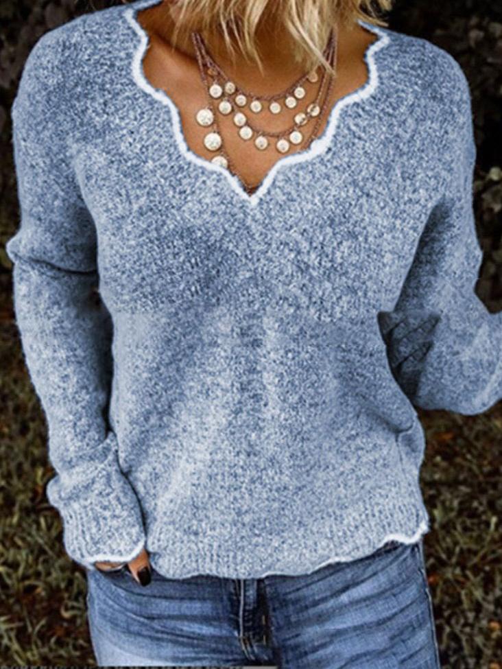 Women's Sweaters V-Neck Casual Cute Knitted Sweater - Cardigans & Sweaters - INS | Online Fashion Free Shipping Clothing, Dresses, Tops, Shoes - 09/08/2021 - 20-30 - Cardigans & Sweaters