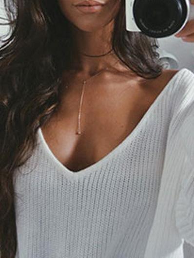 Women's Sweaters V-Neck Irregular Split Long Sleeve Sweater - Cardigans & Sweaters - Instastyled | Online Fashion Free Shipping Clothing, Dresses, Tops, Shoes - 14//12/2021 - 20-30 - Cardigans & Sweaters