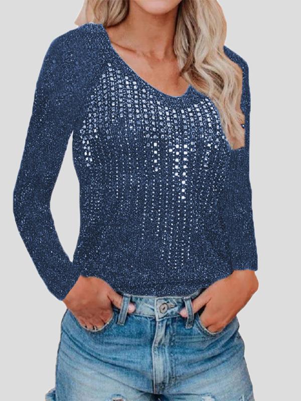 Women's Sweaters V-Neck Long Sleeve Nightclub Sparkling Diamond-Studded Knitted Sweater - Cardigans & Sweaters - INS | Online Fashion Free Shipping Clothing, Dresses, Tops, Shoes - 08/10/2021 - 30-40 - Cardigans & Sweaters