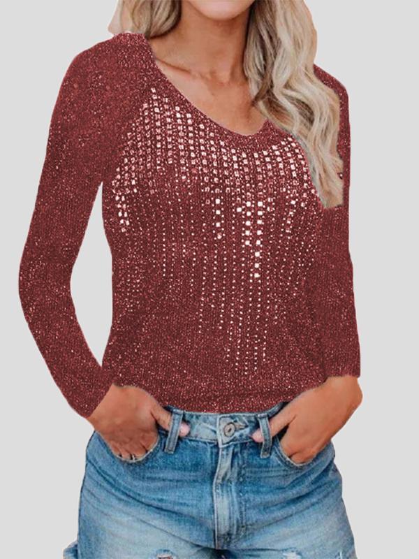 Women's Sweaters V-Neck Long Sleeve Nightclub Sparkling Diamond-Studded Knitted Sweater - Cardigans & Sweaters - INS | Online Fashion Free Shipping Clothing, Dresses, Tops, Shoes - 08/10/2021 - 30-40 - Cardigans & Sweaters