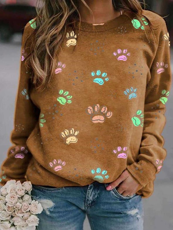 Women's T-Shirts Animal Paw Print Long Sleeve T-Shirt - T-Shirts - Instastyled | Online Fashion Free Shipping Clothing, Dresses, Tops, Shoes - 14/09/2022 - Color_Blue - Color_Green