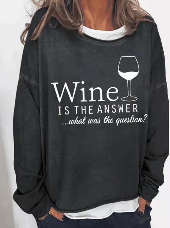 Women's T-Shirts Casual Round Neck Long Sleeve Wine Glass Print T-Shirts - T-Shirts - INS | Online Fashion Free Shipping Clothing, Dresses, Tops, Shoes - 02/09/2021 - 10-20 - Category_T-Shirts