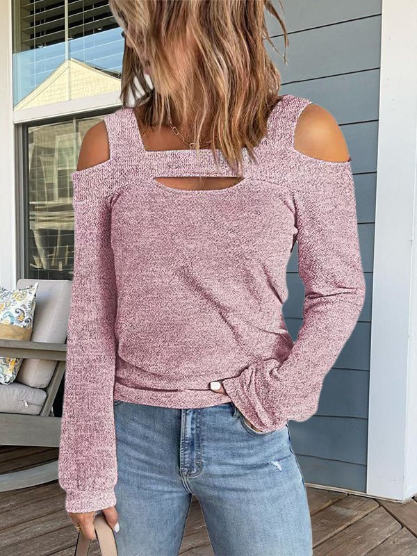 Women's T-Shirts Casual Solid Off Shoulder Long Sleeve T-Shirt - T-Shirts - Instastyled | Online Fashion Free Shipping Clothing, Dresses, Tops, Shoes - 28/07/2022 - Color_Black - Color_Gray