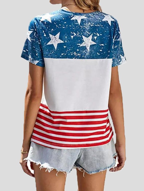 Women's T-Shirts Casual Stars Stripe Print Short Sleeve T-Shirt - T-Shirts - Instastyled | Online Fashion Free Shipping Clothing, Dresses, Tops, Shoes - 20-30 - 21/02/2022 - color-army_green