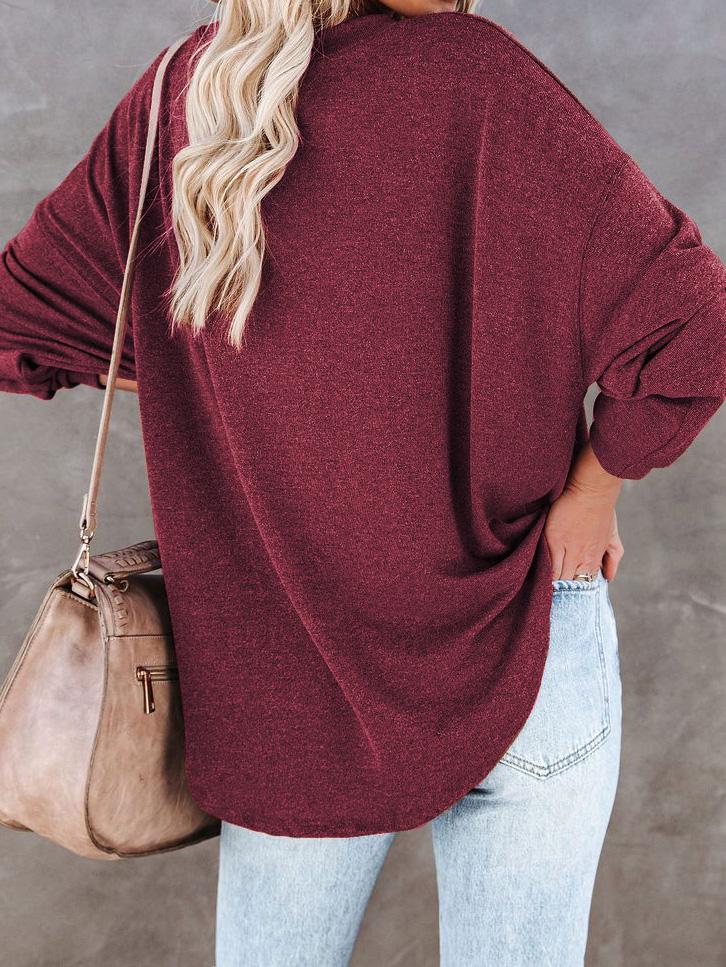 Women's T-Shirts Casual V-Neck Button Loose Cashmere Knit T-Shirts - T-Shirts - INS | Online Fashion Free Shipping Clothing, Dresses, Tops, Shoes - 09/08/2021 - 20-30 - Category_T-Shirts