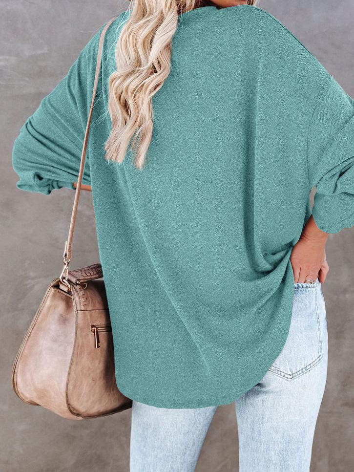 Women's T-Shirts Casual V-Neck Button Loose Cashmere Knit T-Shirts - T-Shirts - INS | Online Fashion Free Shipping Clothing, Dresses, Tops, Shoes - 09/08/2021 - 20-30 - Category_T-Shirts