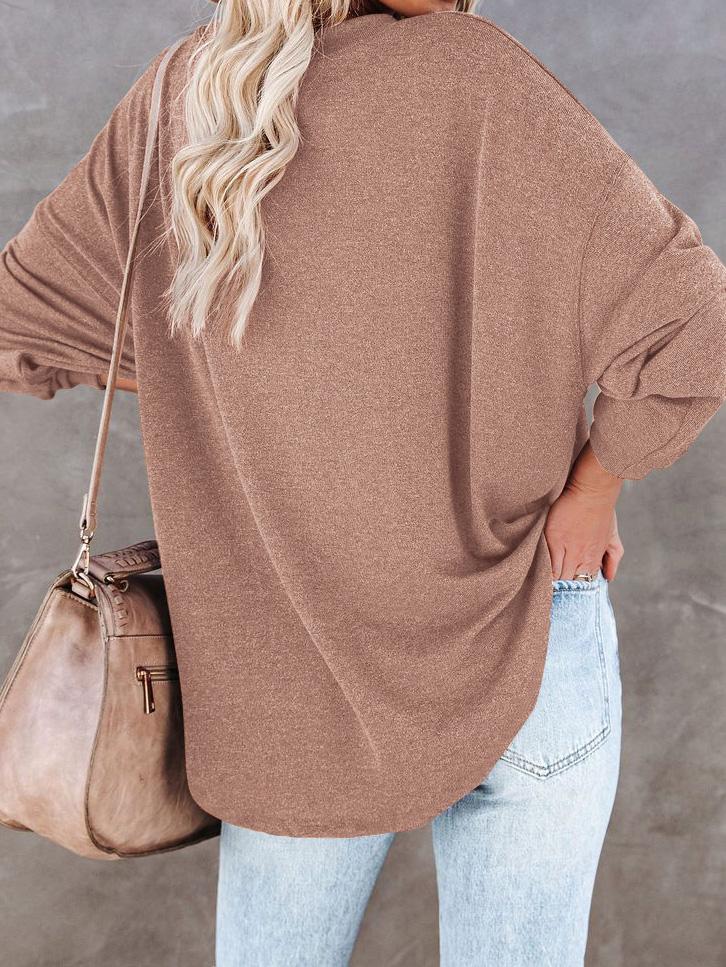 Women's T-Shirts Casual V-Neck Button Loose Cashmere Knit T-Shirts - T-Shirts - INS | Online Fashion Free Shipping Clothing, Dresses, Tops, Shoes - 09/08/2021 - 20-30 - Category_T-Shirts