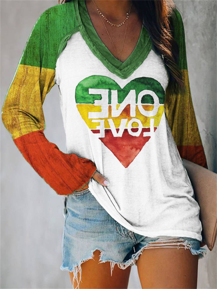 Women's T-Shirts Casual V-Neck Printed Long Sleeve T-Shirt - T-Shirts - Instastyled | Online Fashion Free Shipping Clothing, Dresses, Tops, Shoes - 05/09/2022 - color-white - Color_White