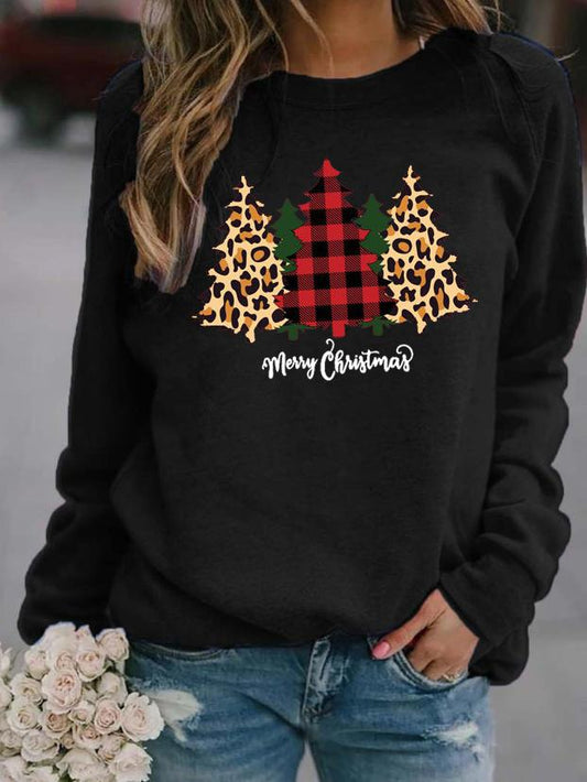 Women's T-Shirts Christmas Tree Round Neck Long Sleeve T-Shirt - T-Shirts - INS | Online Fashion Free Shipping Clothing, Dresses, Tops, Shoes - 1/11/2021 - 20-30 - color-black