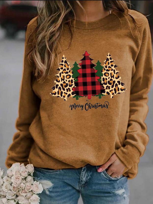 Women's T-Shirts Christmas Tree Round Neck Long Sleeve T-Shirt - T-Shirts - INS | Online Fashion Free Shipping Clothing, Dresses, Tops, Shoes - 1/11/2021 - 20-30 - color-black