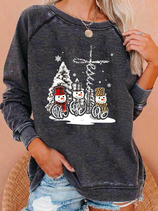 Women's T-Shirts Christmas Tree Truck Snowman Crew Neck Long Sleeve T-Shirt - T-Shirts - INS | Online Fashion Free Shipping Clothing, Dresses, Tops, Shoes - 1/11/2021 - 20-30 - color-gray