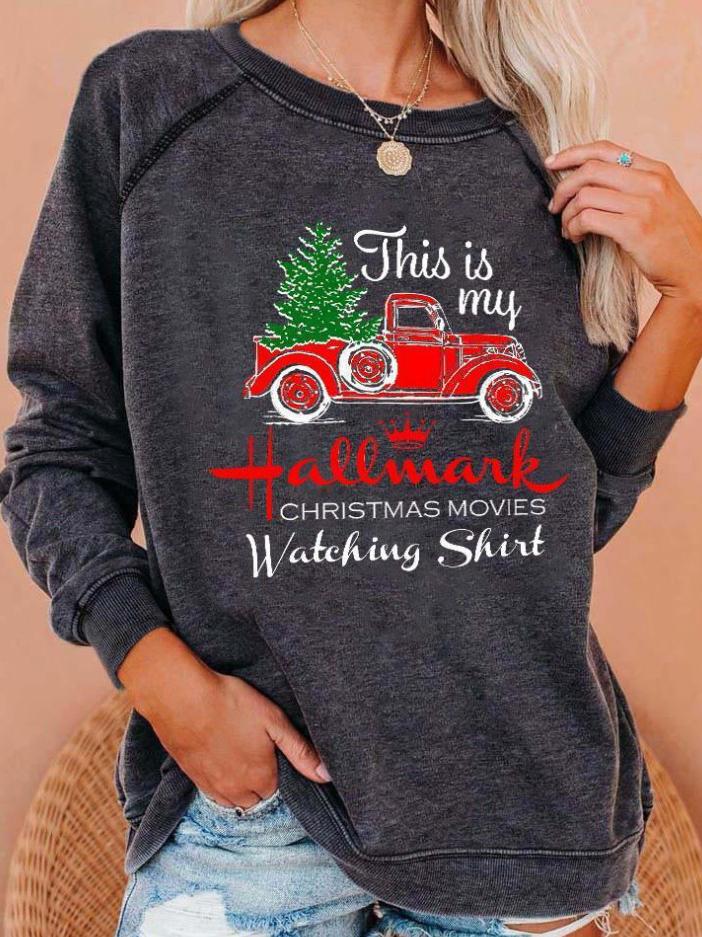 Women's T-Shirts Christmas Tree Truck Snowman Crew Neck Long Sleeve T-Shirt - T-Shirts - INS | Online Fashion Free Shipping Clothing, Dresses, Tops, Shoes - 1/11/2021 - 20-30 - color-gray