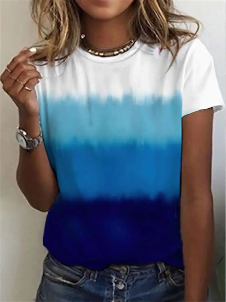 Women's T-Shirts Cross Print Crew Neck Short Sleeve T-Shirt - T-Shirts - Instastyled | Online Fashion Free Shipping Clothing, Dresses, Tops, Shoes - 20-30 - 30/04/2022 - color-blue