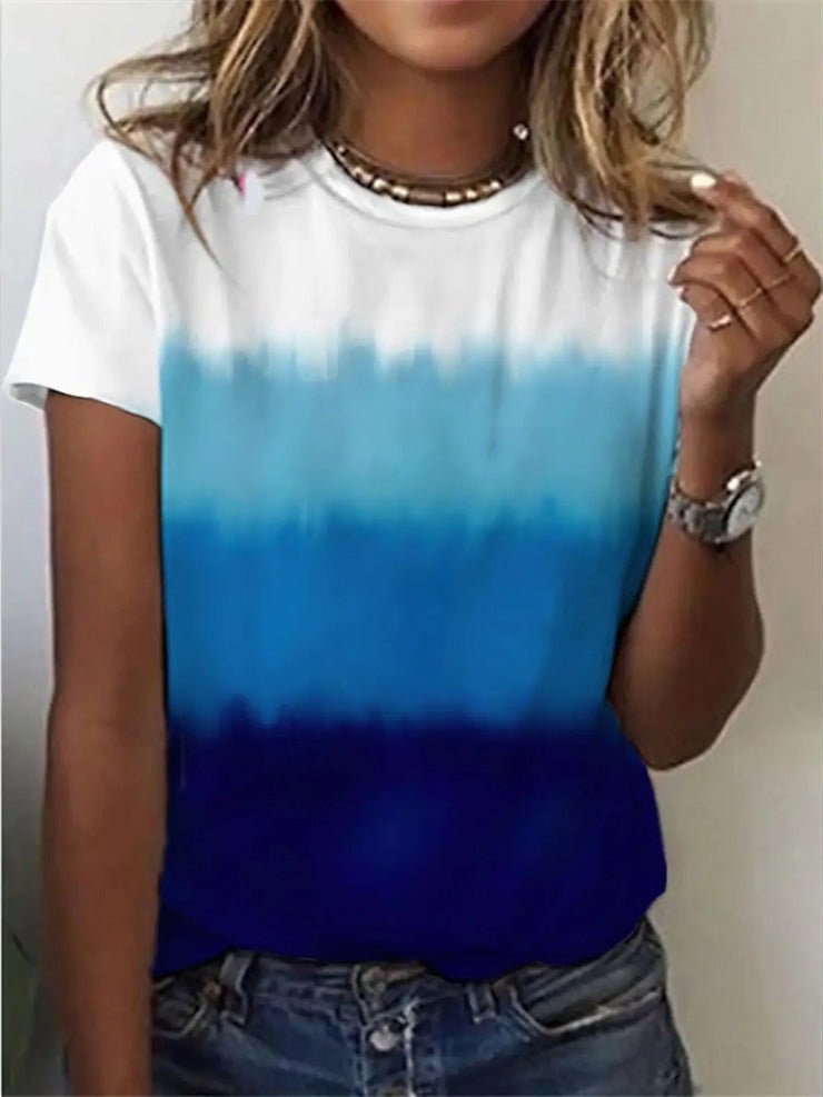 Women's T-Shirts Cross Print Crew Neck Short Sleeve T-Shirt - T-Shirts - Instastyled | Online Fashion Free Shipping Clothing, Dresses, Tops, Shoes - 20-30 - 30/04/2022 - color-blue