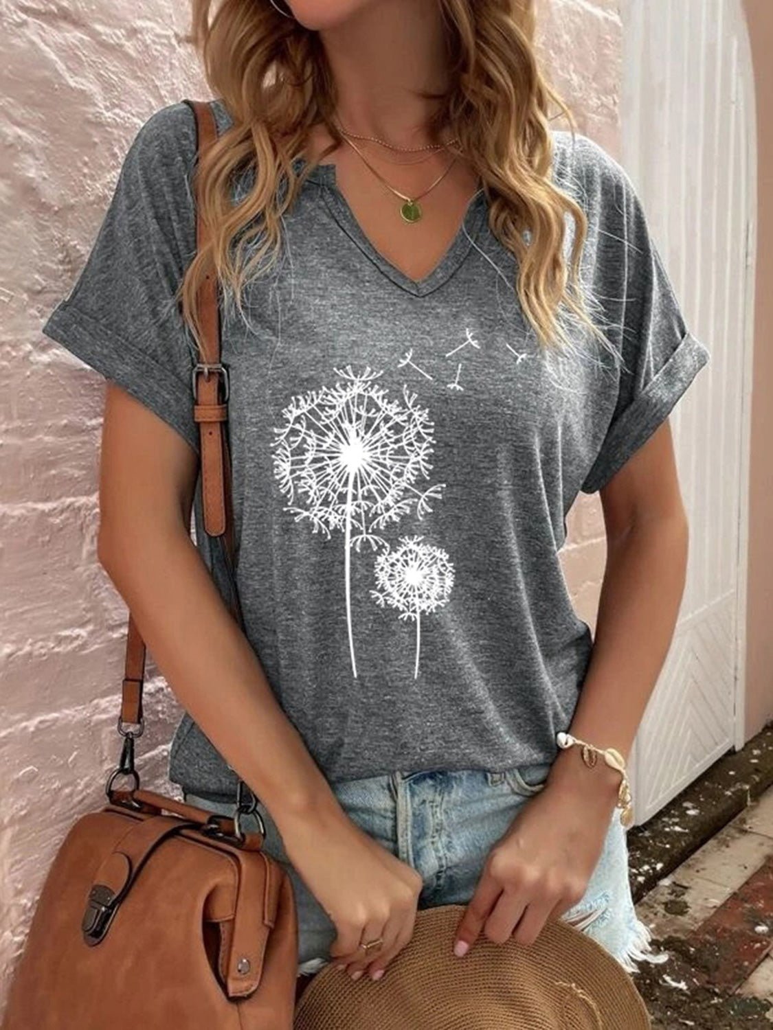 Women's T-Shirts Dandelion Print Short Sleeve T-Shirt - T-Shirts - Instastyled | Online Fashion Free Shipping Clothing, Dresses, Tops, Shoes - 17/05/2022 - 20-30 - color-black