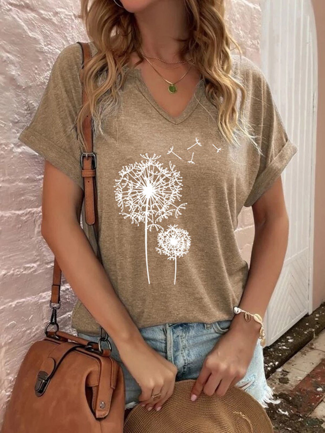 Women's T-Shirts Dandelion Print Short Sleeve T-Shirt - T-Shirts - Instastyled | Online Fashion Free Shipping Clothing, Dresses, Tops, Shoes - 17/05/2022 - 20-30 - color-black