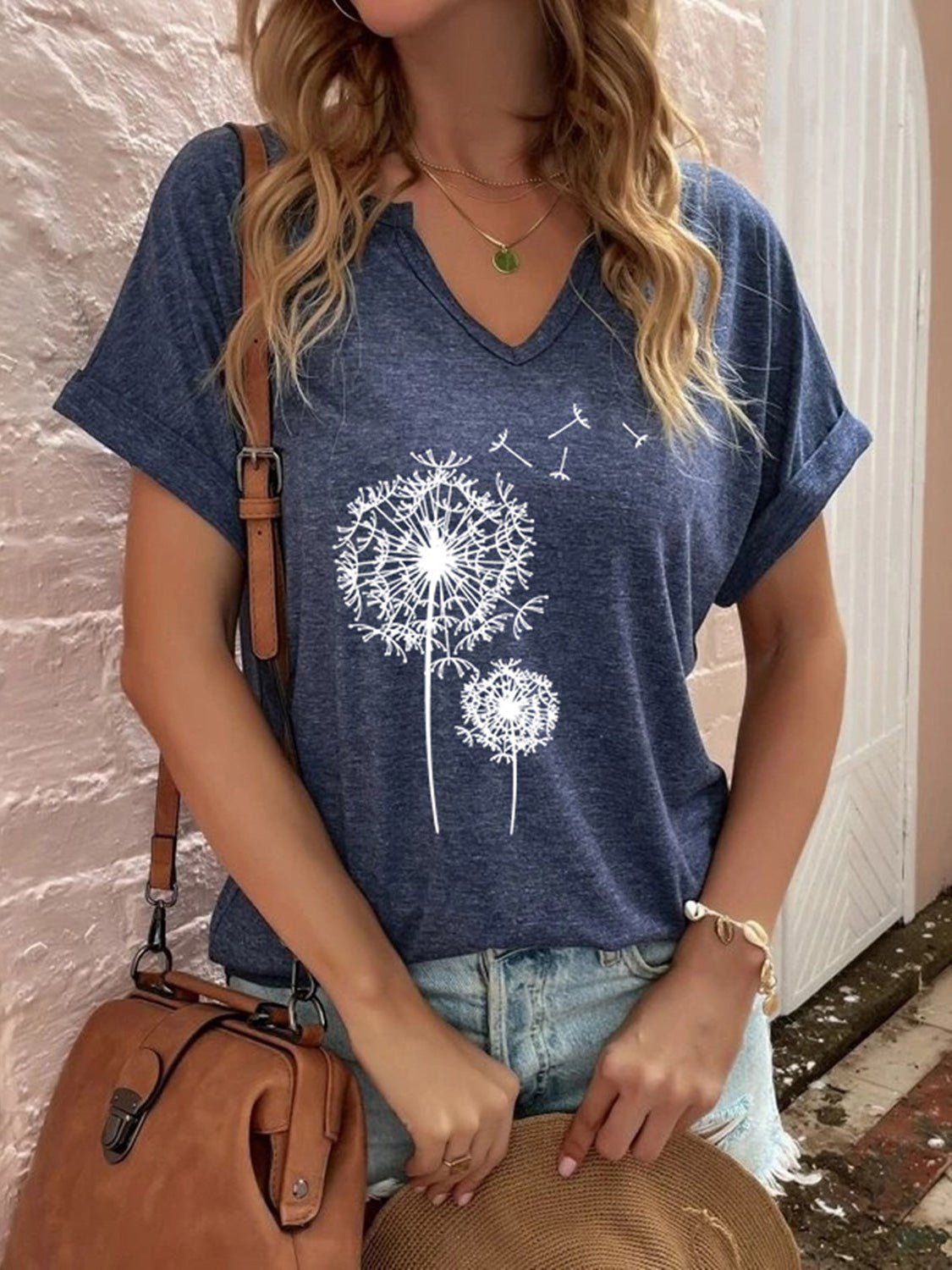 Women's T-Shirts Dandelion Print Short Sleeve T-Shirt - T-Shirts - Instastyled | Online Fashion Free Shipping Clothing, Dresses, Tops, Shoes - 17/05/2022 - 20-30 - color-black