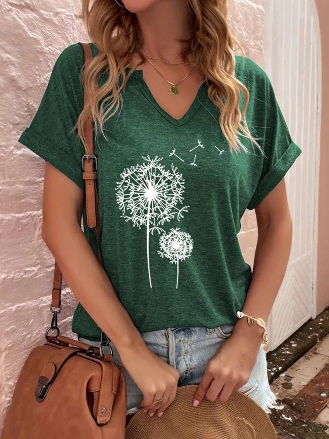 Women's T-Shirts Dandelion Print Short Sleeve T-Shirt - T-Shirts - Instastyled | Online Fashion Free Shipping Clothing, Dresses, Tops, Shoes - 17/05/2022 - 20-30 - color-black