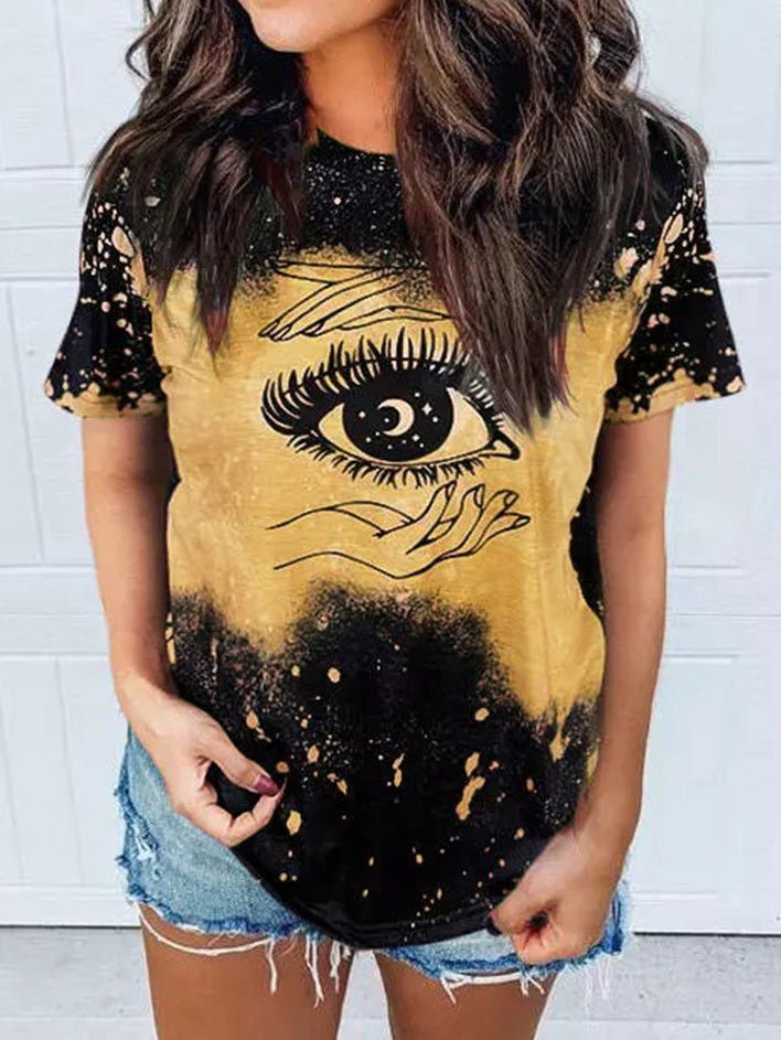 Women's T-Shirts Eye Print Casual Short Sleeve T-Shirt - T-Shirts - Instastyled | Online Fashion Free Shipping Clothing, Dresses, Tops, Shoes - 20-30 - 22/02/2022 - color-blue