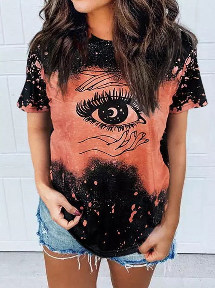 Women's T-Shirts Eye Print Casual Short Sleeve T-Shirt - T-Shirts - Instastyled | Online Fashion Free Shipping Clothing, Dresses, Tops, Shoes - 20-30 - 22/02/2022 - color-blue