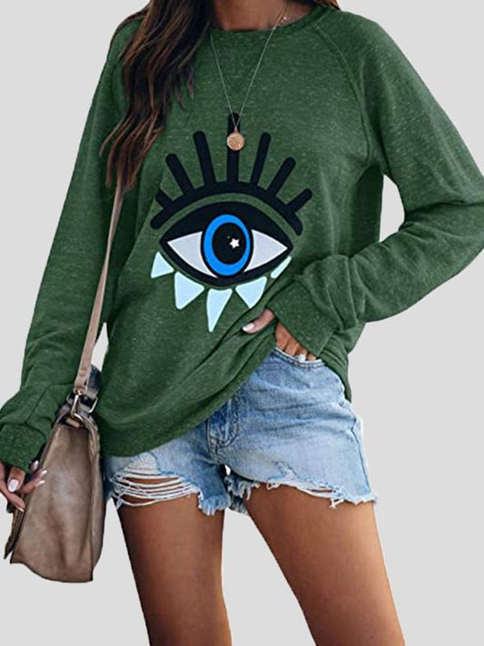 Women's T-Shirts Eye Print Long Sleeve Pullover Loose T-Shirts - T-Shirts - INS | Online Fashion Free Shipping Clothing, Dresses, Tops, Shoes - 09/08/2021 - 20-30 - Category_T-Shirts