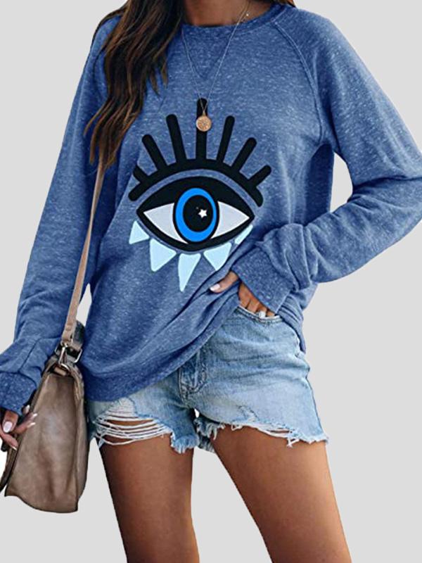 Women's T-Shirts Eye Print Long Sleeve Pullover Loose T-Shirts - T-Shirts - INS | Online Fashion Free Shipping Clothing, Dresses, Tops, Shoes - 09/08/2021 - 20-30 - Category_T-Shirts