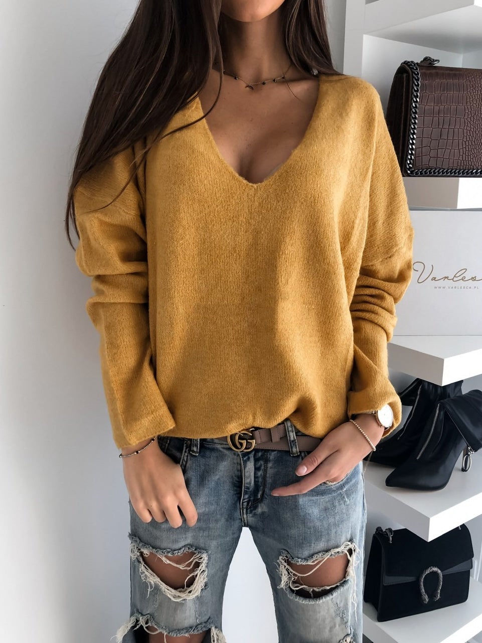 Women's T-Shirts Fashion Simple V-Neck Long Sleeve T-Shirt - T-Shirts - Instastyled | Online Fashion Free Shipping Clothing, Dresses, Tops, Shoes - 17/01/2022 - 20-30 - color-beige