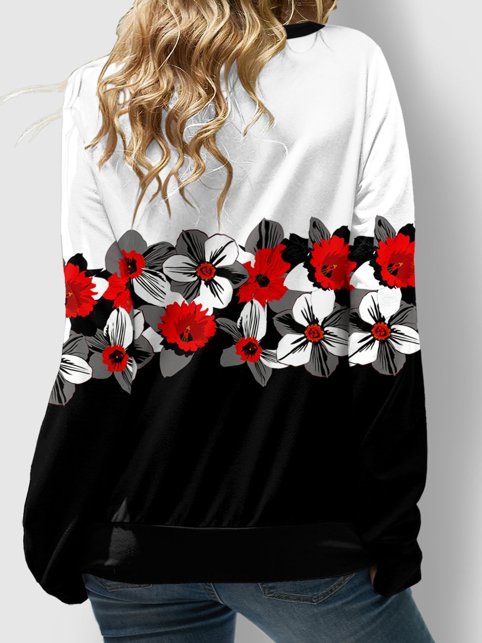 Women's T-Shirts Floral Print Belted Long Sleeve Loose T-Shirts - T-Shirts - INS | Online Fashion Free Shipping Clothing, Dresses, Tops, Shoes - 10/08/2021 - 20-30 - Category_T-Shirts