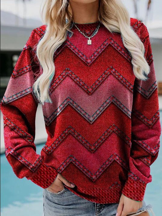 Women's T-Shirts Geometric Print Casual Long Sleeve Sweatshirt - T-Shirts - Instastyled | Online Fashion Free Shipping Clothing, Dresses, Tops, Shoes - 12/08/2022 - Color_Black - Color_Blue