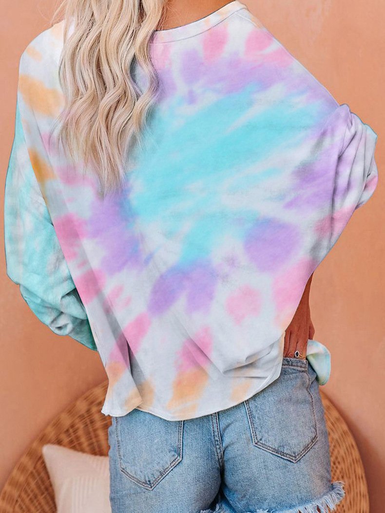 Women's T-Shirts Gradient Tie-Dye Long Sleeve Pullover Loose T-Shirts - T-Shirts - INS | Online Fashion Free Shipping Clothing, Dresses, Tops, Shoes - 09/08/2021 - 10-20 - Category_T-Shirts