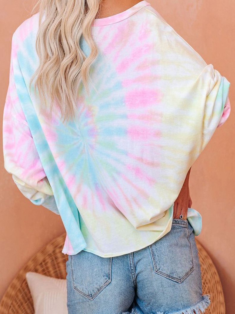 Women's T-Shirts Gradient Tie-Dye Long Sleeve Pullover Loose T-Shirts - T-Shirts - INS | Online Fashion Free Shipping Clothing, Dresses, Tops, Shoes - 09/08/2021 - 10-20 - Category_T-Shirts