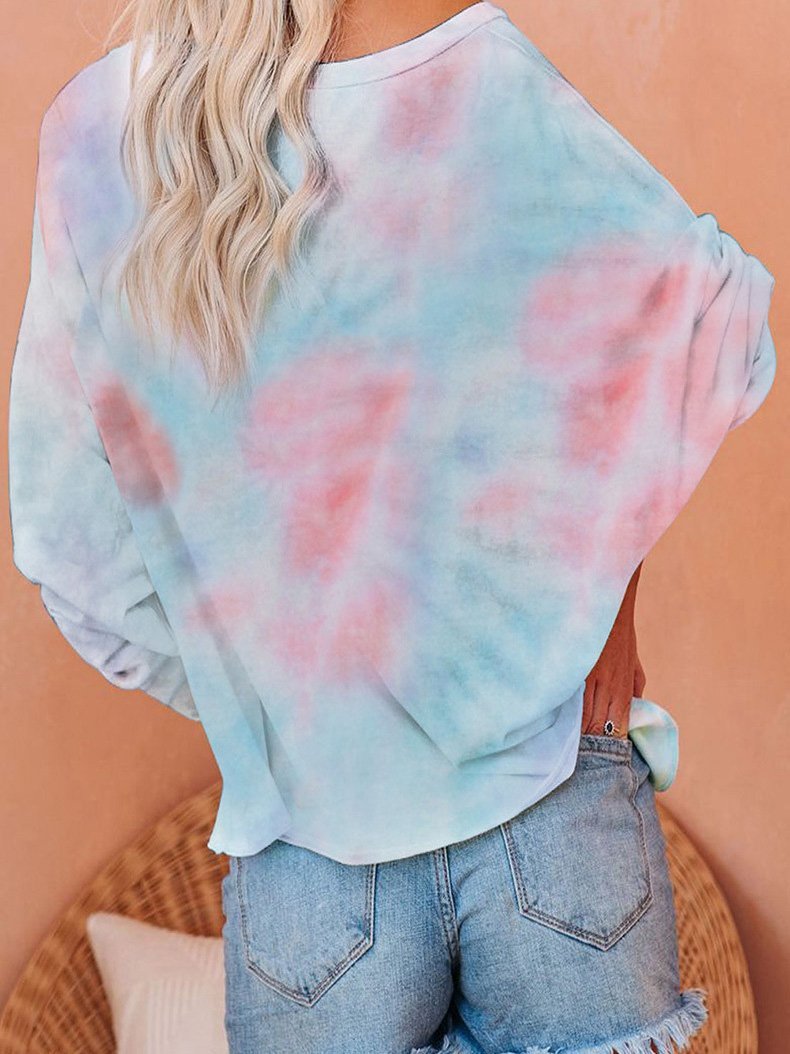 Women's T-Shirts Gradient Tie-Dye Long Sleeve Pullover Loose T-Shirts - T-Shirts - INS | Online Fashion Free Shipping Clothing, Dresses, Tops, Shoes - 09/08/2021 - 10-20 - Category_T-Shirts