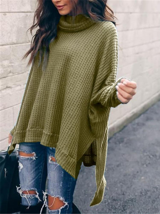 Women's T-Shirts High Collar Long Sleeve Irregular Knitted T-Shirt - T-Shirts - INS | Online Fashion Free Shipping Clothing, Dresses, Tops, Shoes - 03/11/2021 - 20-30 - color-army_green