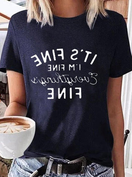 Women's T-Shirts Letter Print Crew Neck Short Sleeve T-Shirt - T-Shirts - Instastyled | Online Fashion Free Shipping Clothing, Dresses, Tops, Shoes - 13/05/2022 - 20-30 - color-blue