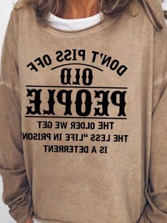 Women's T-Shirts Letter Print Loose Round Neck Long Sleeve T-Shirt - T-Shirts - INS | Online Fashion Free Shipping Clothing, Dresses, Tops, Shoes - 02/09/2021 - 20-30 - Category_T-Shirts