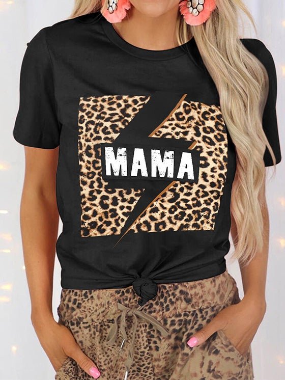 Women's T-Shirts Lightning Leopard Print Short Sleeve T-Shirt - T-Shirts - Instastyled | Online Fashion Free Shipping Clothing, Dresses, Tops, Shoes - 20-30 - 20/01/2022 - color-black