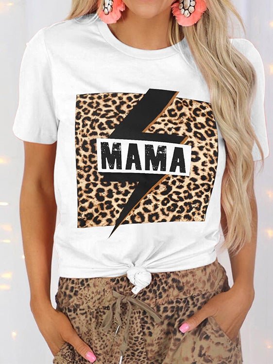 Women's T-Shirts Lightning Leopard Print Short Sleeve T-Shirt - T-Shirts - Instastyled | Online Fashion Free Shipping Clothing, Dresses, Tops, Shoes - 20-30 - 20/01/2022 - color-black